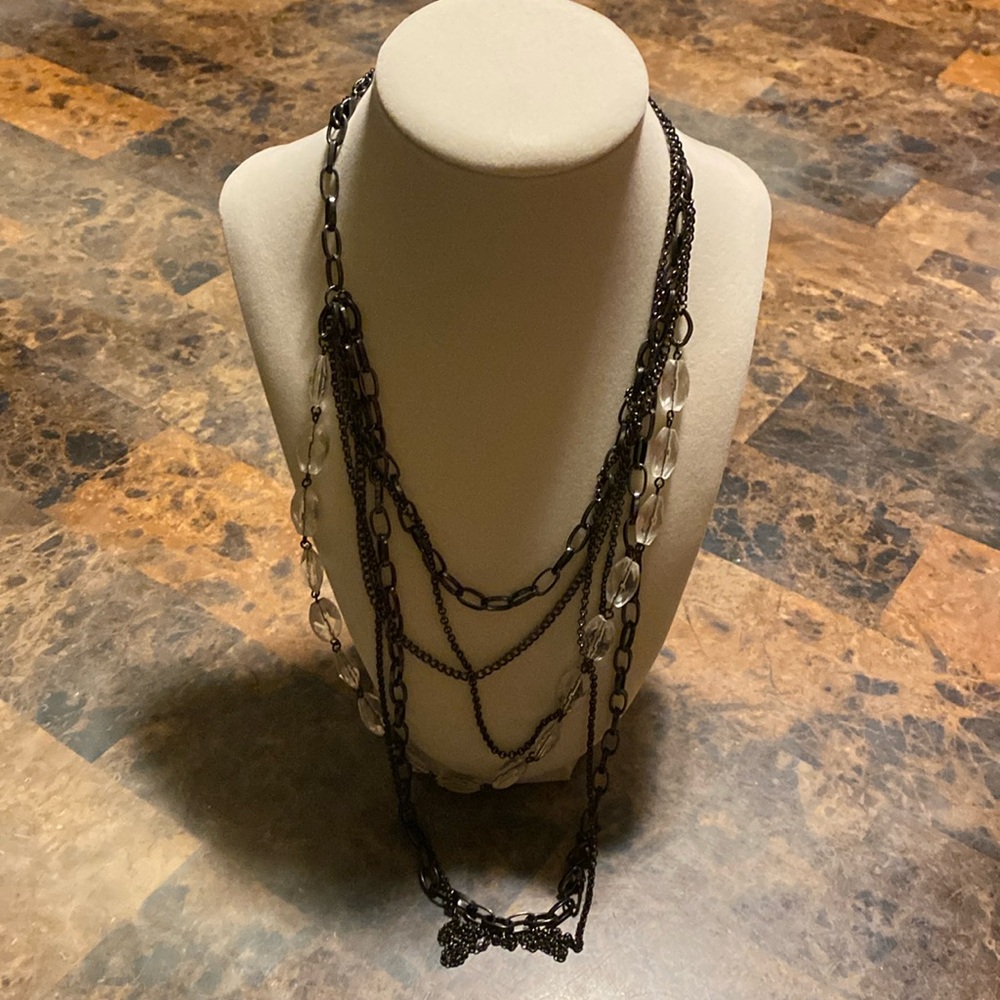❣️Black and Silver Layered Chain Necklace